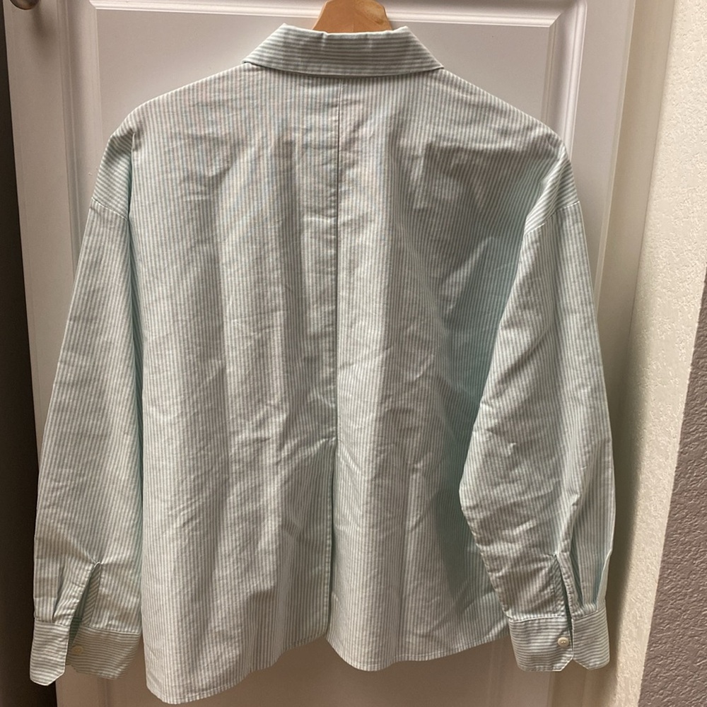Djerf Avenue Breezy Shirt Green Stripe Button Down Size Small - Picture 6 of 14